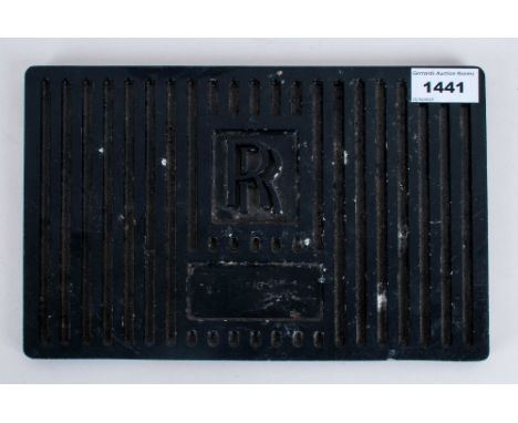 Rolls Royce Interest Badge Engine Turbo, Part Number UV26158PA, Black Metal Cast Engine Plate, 10½ x 7 Inches
