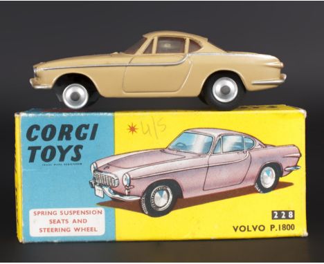 Corgi Toys No 228 Volvo P.1800 Model, Light Brown Body, Complete With Blue/Yellow Picture Card Box, 