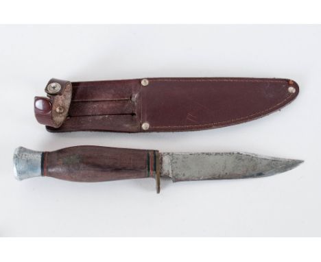 J Nowill & Sons Fixed Blade Knife With Leather Scabbard.