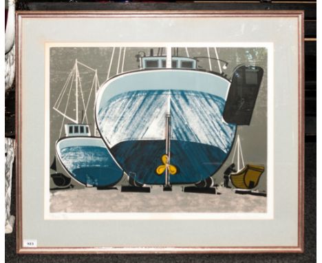 Graham Clark - Artist Signed Ltd and Numbered Wood Block / Lino Print, Num 40 of 50. Titled ' Stems ' c.1960's. Mounted and F