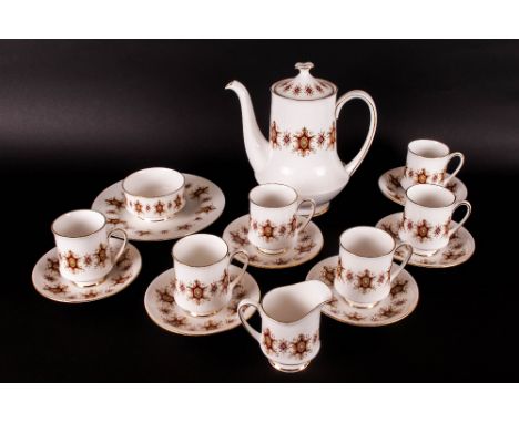 Paragon Coffee Set ' Flamenco ' Pattern. 6 Cups and Saucers, Coffee Pot, Milk Jug, Sugar Basin and Biscuit Plate. 