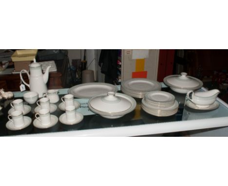 Royal Doulton Dinner Service TC 1021 'Berkshire' comprising 6 dinner plates, 6 side plates, 6 larger plates, 2 tureens, gravy