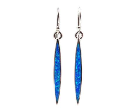 Pair of silver opal pendant earrings, stamped 925 Condition Report & Further Details Click here for further images, condition