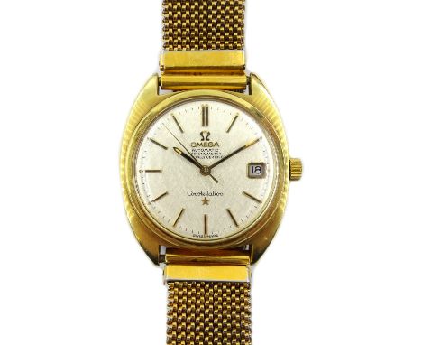 Omega Constellation automatic chronometer gentleman's stainless steel and gold capped wristwatch, serial no 33061563, with da