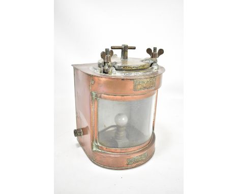 A W L George &amp; Co Ltd of Sherlock Street, Birmingham copper mast lamp with porthole door to the top, converted to electri