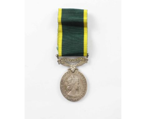 An Elizbeth II Territorial Army Service Medal for Efficient Service, height 5.5cm.
