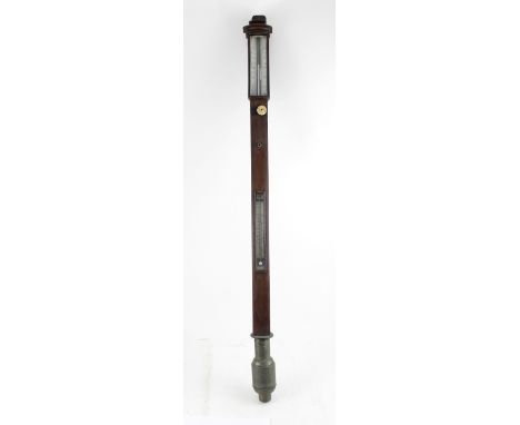 James Bassnett of Liverpool; a Victorian mahogany marine stick barometer of slightly bowfronted form, the scale inscribed 'Ja