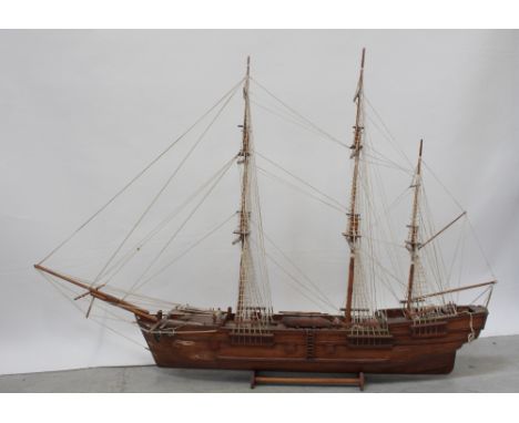 A scratch-built model of a 19th century three-masted sailing ship, 'Caspian Maid', length 180cm.