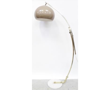 A 1970s marble-based adjustable standard lamp with brown Perspex shade, height approx 183cm. CONDITION REPORT Needs re-wiring