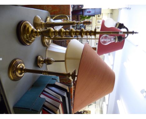 Six dissimilar brass and other table lamps  various sizes and forms      S