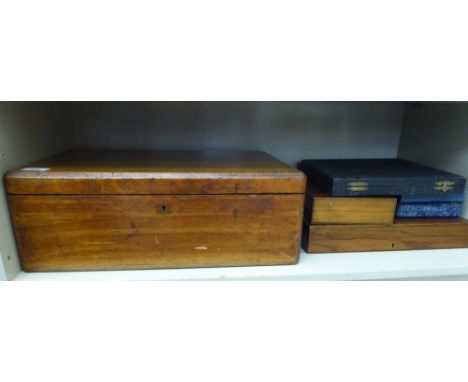 A part canteen of silver plated Old English pattern flatware, in a tray fitted, light oak table canteen; and other various bo