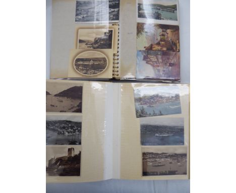 Uncollated early 20thC and later postcards: to include UK village views, in two albums       S