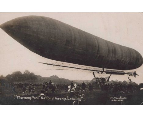 A collection of 24 postcards of aviation interest, including photographic postcards titled ‘Morning Post, National Airship Le