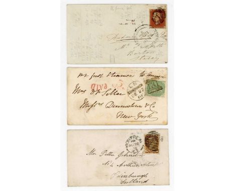Great Britain postal history, pre-stamp covers, free fronts, 1829 Gloucester penny post, 1841 1d red browns, Canada 1872 6 ce