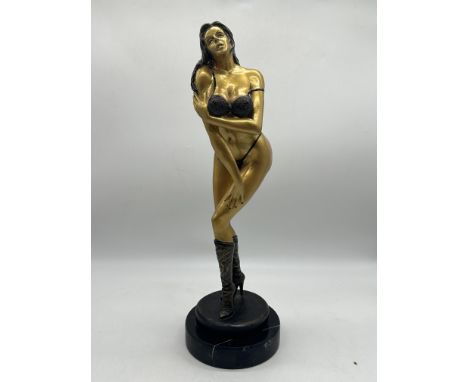 Alfred Louis Habert - Provocative Erotica Femalein Bikini  Bronze Statue. 