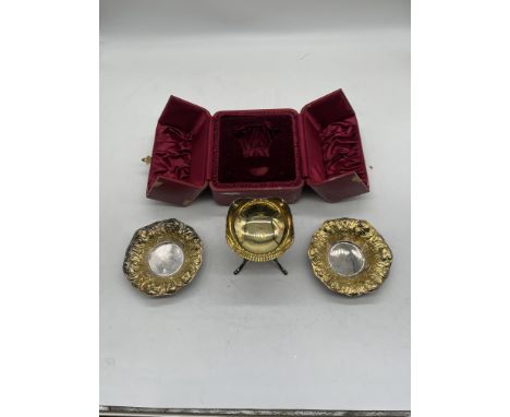 Hallmarked Silver Cased Sweet Dish along with Two Hallmarked Silver Nut Dishes. 