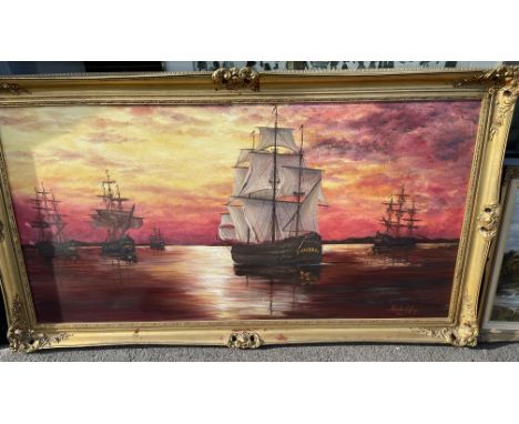 Collection of Painting and Prints to include Haydn Giffney, M. Fennell, The Beatles Print, along with The Beatles Vinyl Recor