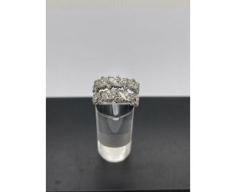 18ct White Gold Marquise Round Cut Diamond Half Eternity Ring with Extendible Band.