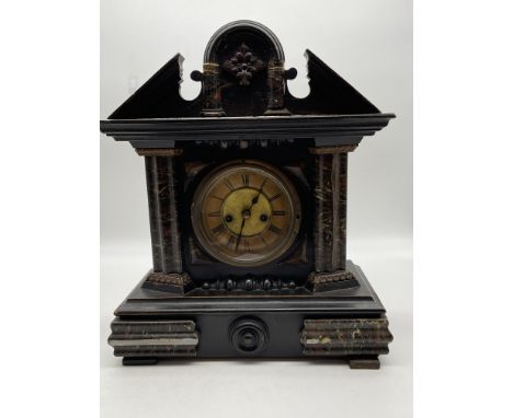 Wooden Marble Effect Mantle Clock. 