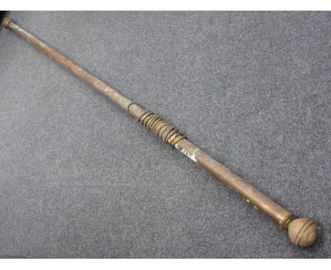 SUBSTANTIAL VICTORIAN BRASS TAPESTRY HANGING RAIL, 340cms L