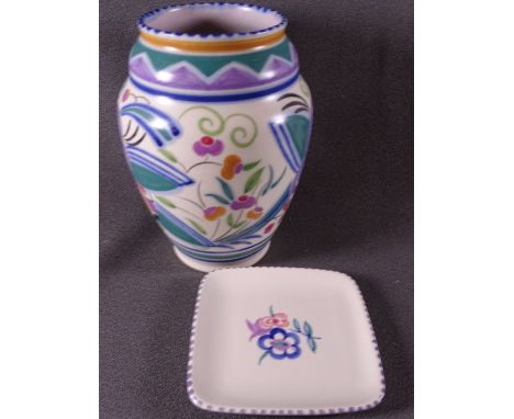 POOLE BALLUSTER VASE, 19cm H and a small Poole plate