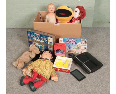 A good collection of vintage children's toys and games to include Rosie and Jim, Blankety Blank, Fisher Price Record player, 