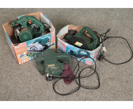 Three Pro User electric power tools. Includes Power Planer, Belt Sander and Circular Saw.  