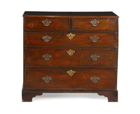 GEORGE II MAHOGANY CHEST OF DRAWERS  18TH CENTURY   the rectangular top with a moulded edge above two short and three long gr