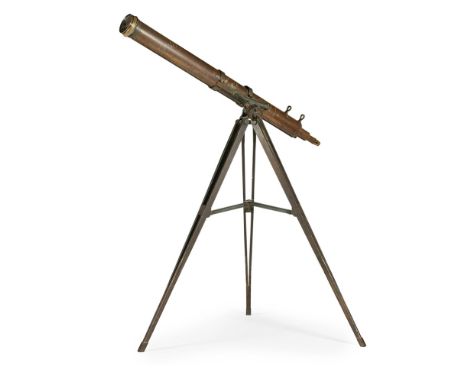 5 INCH REFRACTING BRASS TELESCOPE, SIGNED J.H. DALLMEYER, LONDON  MID-LATE 19TH CENTURY   with lens cap, raised on a stained 