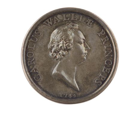 JACOBITE SILVER TREATY OF AIX-LA-CHAPELLE MEDALLION  JOSEPH CHARLES ROETTIER (1693 - 1779), STRUCK 1748   Obverse; right faci