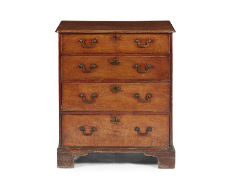 GEORGIAN OAK CHEST OF DRAWERS  18TH CENTURY   of small size, with a rounded rectangular top over four long graduated drawers,