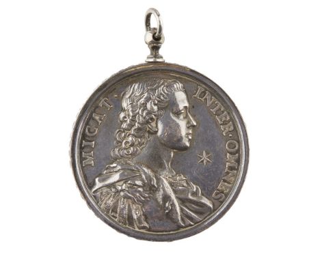 SCARCE JACOBITE PRINCE CHARLES EDWARD STUART AND PRINCE HENRY LEGITIMACY OF THE JACOBITE SUCCESSION SILVER MEDAL  OTTONE HAME