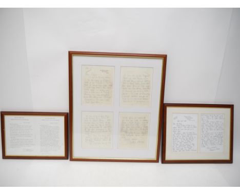 Eight framed & glazed Agatha Christie related reproduction/facsimile photographs and letters, including f + g montage of 4pp 