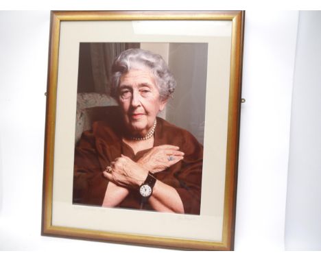 Agatha Christie, a large coloured portrait photograph by John Hedgecoe (1932-2010), 1969, image 50 x 38.5cm, signed in pencil