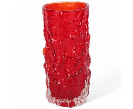 GEOFFREY BAXTER for Whitefriars glass, a ruby red bark vase, height 15.5cmGood condition, no chips, cracks or restoration