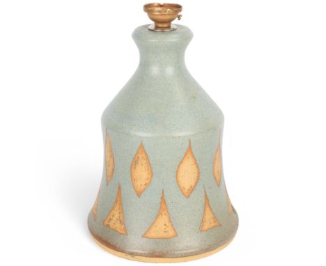A mid 20th century hand thrown ceramic lamp base, no makers mark, height 19cmLampbase in good condition, no chips, cracks or 