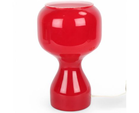 Massive Lighting, Belgium, a 1970s red glass table lamp, partial label to base, height 27cmGood condition, no chips, cracks o