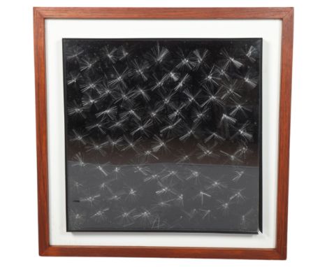 A 1970s' fibre optic wall hanging light box, with stained teak box frame, 80 x 80cmWorking condition, some marks to box frame