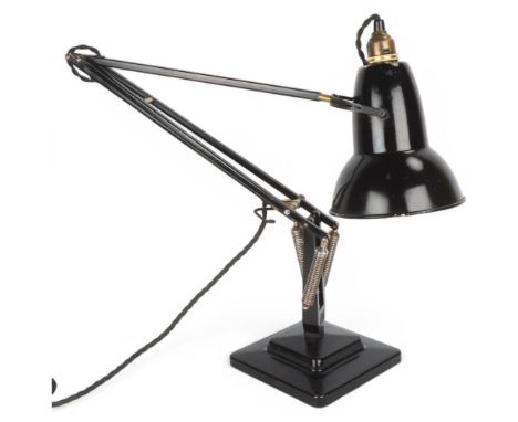 A Herbert Terry Anglepoise lamp,  black  paintwork, with two-step base, makers stamp, approx height 85cmSome chips to paintwo