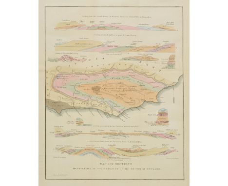 Mantell (Gideon Algernon). The Geology of the South-East of England, 1st edition, 1833, lithographed frontispiece, five litho