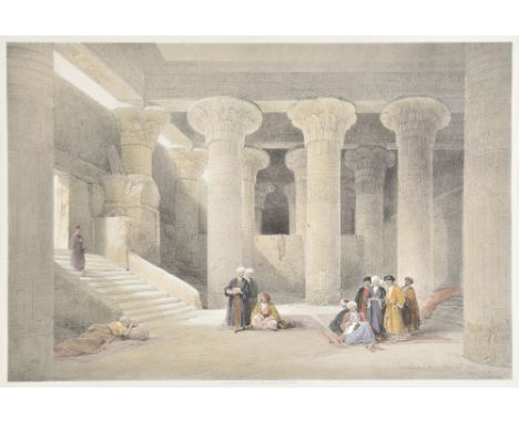 *Roberts (David). Temple at Esneh, published F.G.Moon, 1846, hand coloured lithograph, 395 x 495 mm, mounted, together with  
