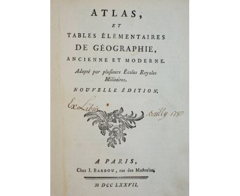 Brion de la Tour (Louis). Atlas, et Tables ‚l‚mentaires de G‚ographie, ancienne et moderne; Adopt‚ par plusiuers Ecoles Royal