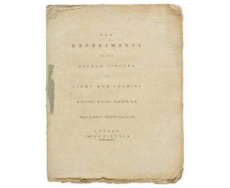 Darwin (Robert Waring). New Experiments on the Ocular Spectra of Light and Colours, Read at the Royal Society, March 23, 1786