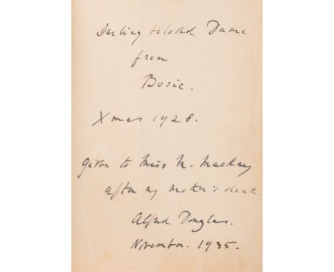 Douglas (Lord Alfred) The Complete Poems, signed presentation inscriptions from the author "Darling beloved Dame from Bosie. 