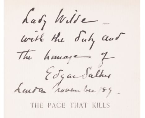 Wilde (Lady Jane).- Saltus (Edgar) The Pace that Kills, first edition, signed presentation inscription from the author "Lady 