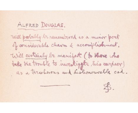 Douglas (Lord Alfred) Poems, first edition, Siegfried Sassoon's copy with his ink ownership inscription to front free endpape