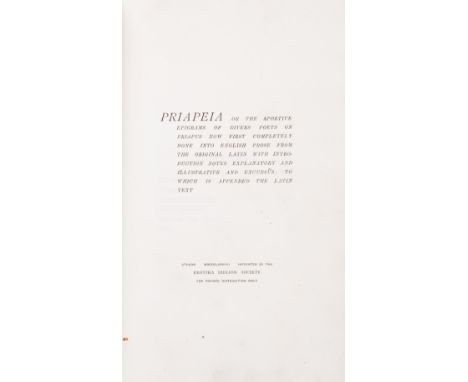 [Smithers (Leonard) and Sir Richard Francis Burton, translators and editors] Priapeia; or the Sportive Epigrams of Divers Poe