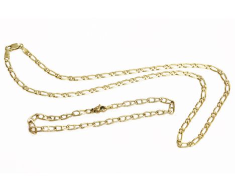 A 9ct gold fetter link chain, and a 9ct marine link bracelet15.00g