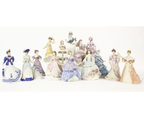 A large collection of Wedgwood limited edition ceramic figurines of  ladies, together with a Nao figure (14)