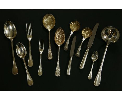 A Christofle silver plated canteen of cutlery for twelve, comprising dinner forks, dinner knives, starter forks, starter kniv